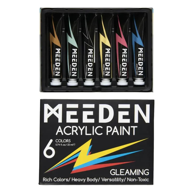 MEEDEN Juego de Pintura Acrílica Reluciente, 6 Tubos, 22 ml