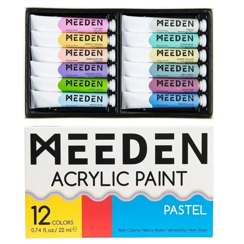 MEEDEN Juego de Pintura Acrílica Pastel, 12 Tubos, 22 ml