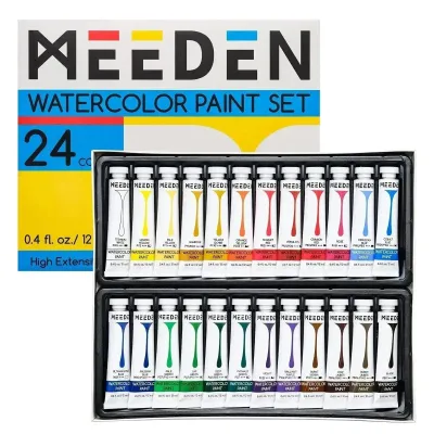 MEEDEN Juego de Pintura para Acuarela C/24 Tubos, 12ml