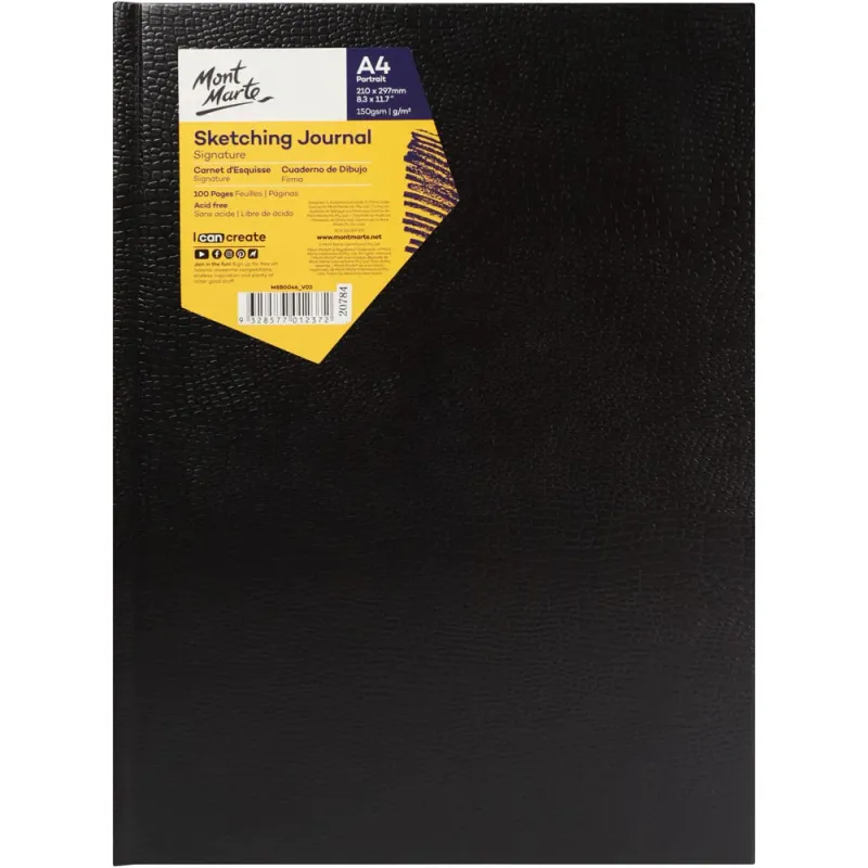 Cuaderno de Bocetos tapa dura Mont Marte, 150 g/m², A4, vertical, 100 hojas