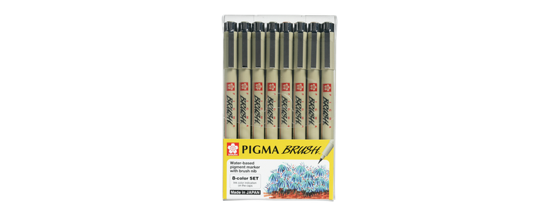 Estilógrafo SAKURA PIGMA BRUSH-PINCEL con/8 colores