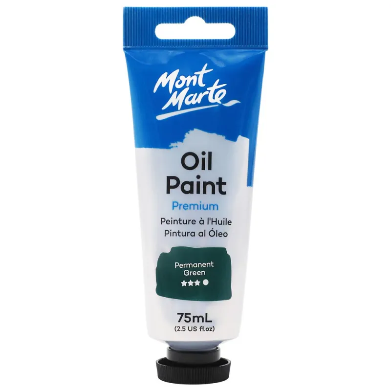 Tubo de pintura al óleo de primera calidad de 75 ml- Verde permanente Mont Marte