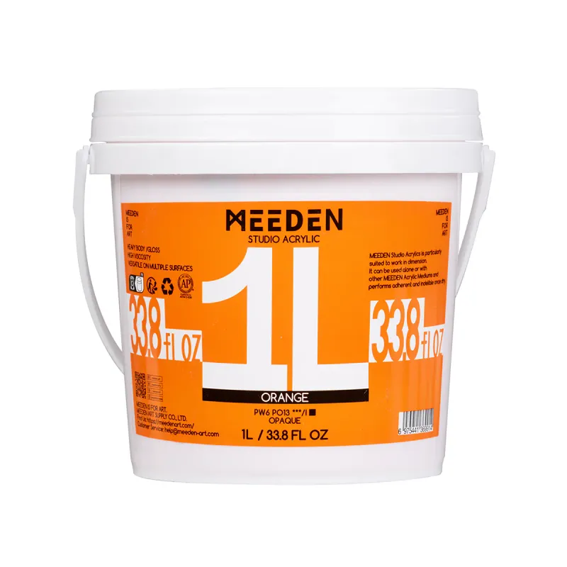 Pintura Acrílica Profesional MEEDEN Studio, Color Naranja, 1 Litro, Cuerpo Pesado.