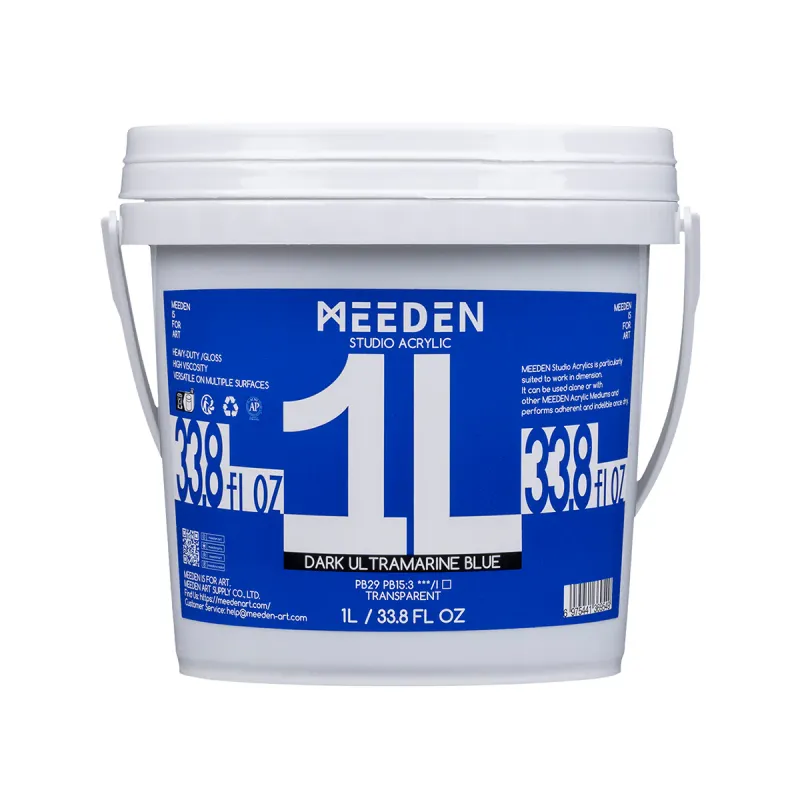 Pintura Acrílica Profesional MEEDEN Studio, Azul Ultramar Oscuro, 1 Litro cuerpo pesado