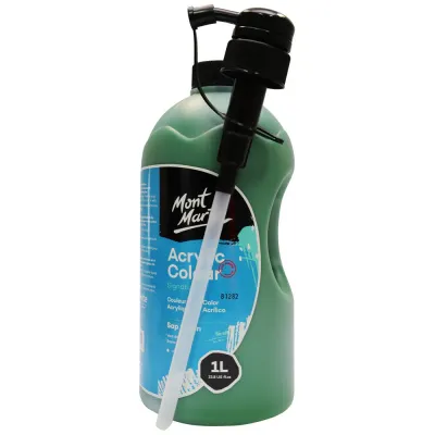 Botella de 1 Litro de Acrílico Color Verde Savia. Mont Marte