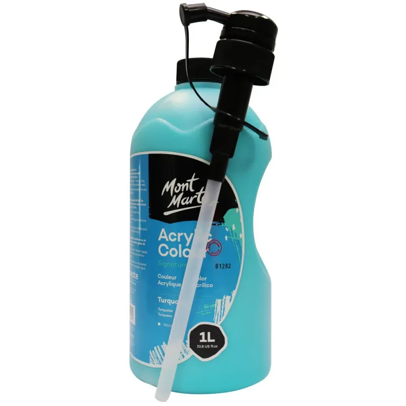 Botella de 1 Litro de Acrílico Color- Turquesa. Mont Marte