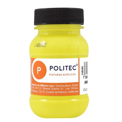Pintura Acrílica POLITEC, Amarillo Neón Flúor, 100ml. #L801