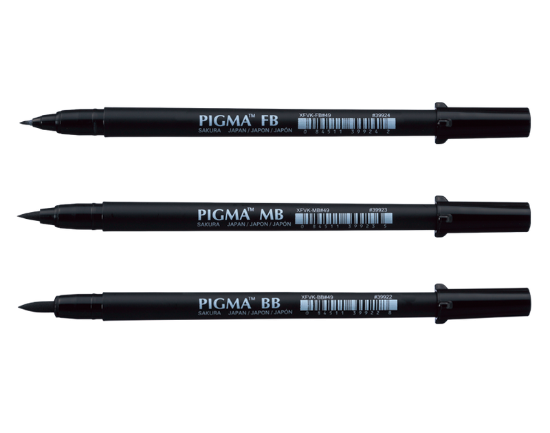 Marcador Pincel PIGMA Delgado FB, Mediano MB y Grueso BB, por unidad