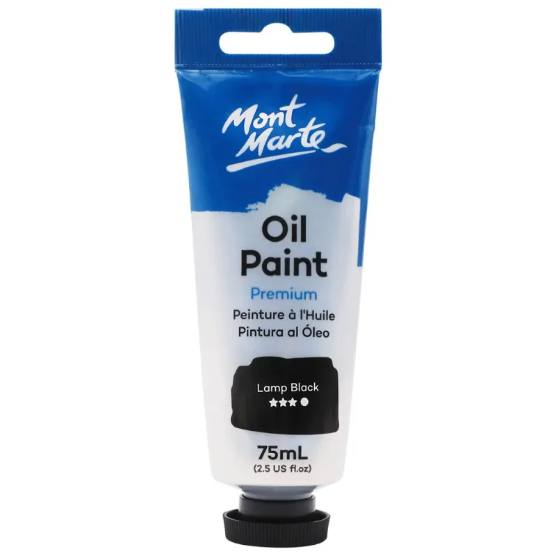 Tubo de pintura al óleo de primera calidad de 75 ml - Negro humo. Mont Marte