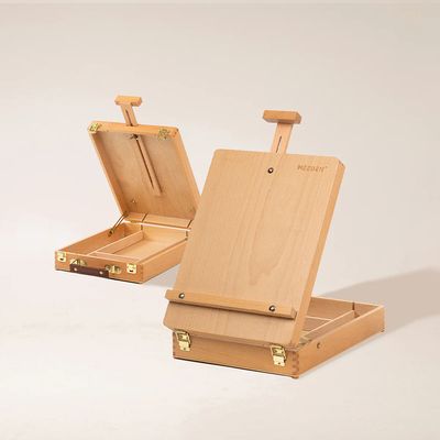 MEEDEN Caballete de mesa de madera maciza de haya, caballete artístico con almacenamiento