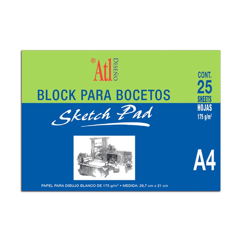 Block para Bocetos, A3 Sketch Pad ATL c/25 hojas 175 g/m2 42X29,7cm.