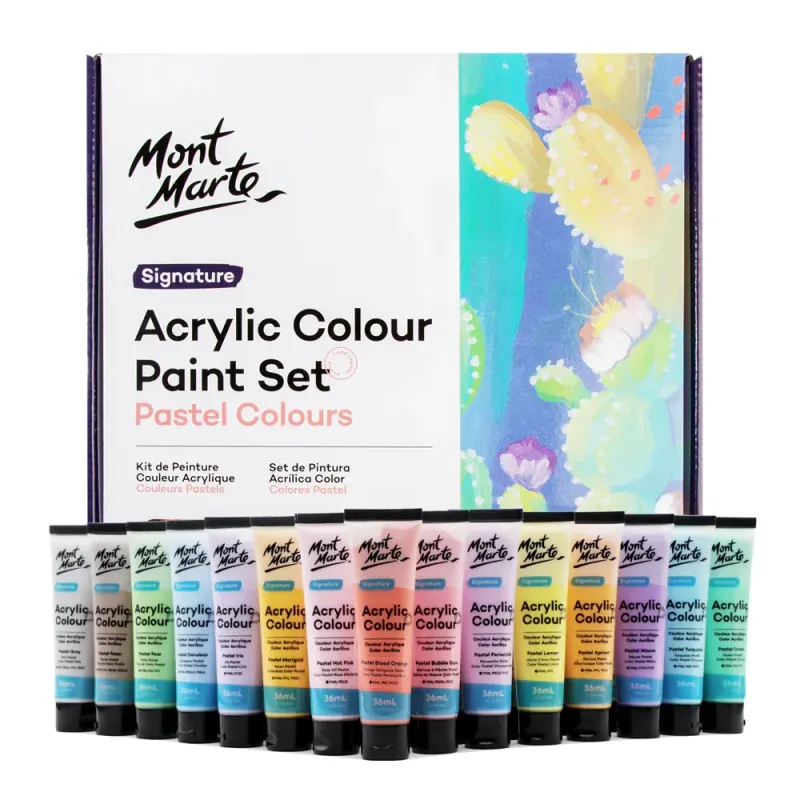 Juego de pintura Acrílica en colores Pastel MontMarte c/36 piezas de 36 ml