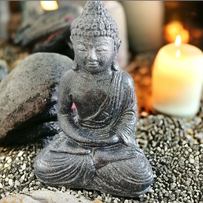 Bouddha gris  argenté