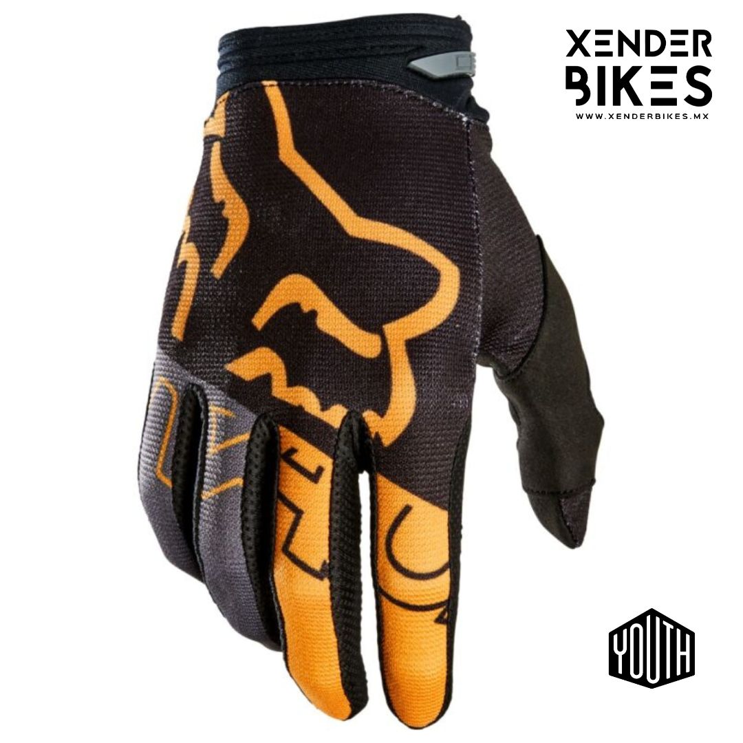  FOX RACING 180 NEGRO DORADO NIÑO GUANTES