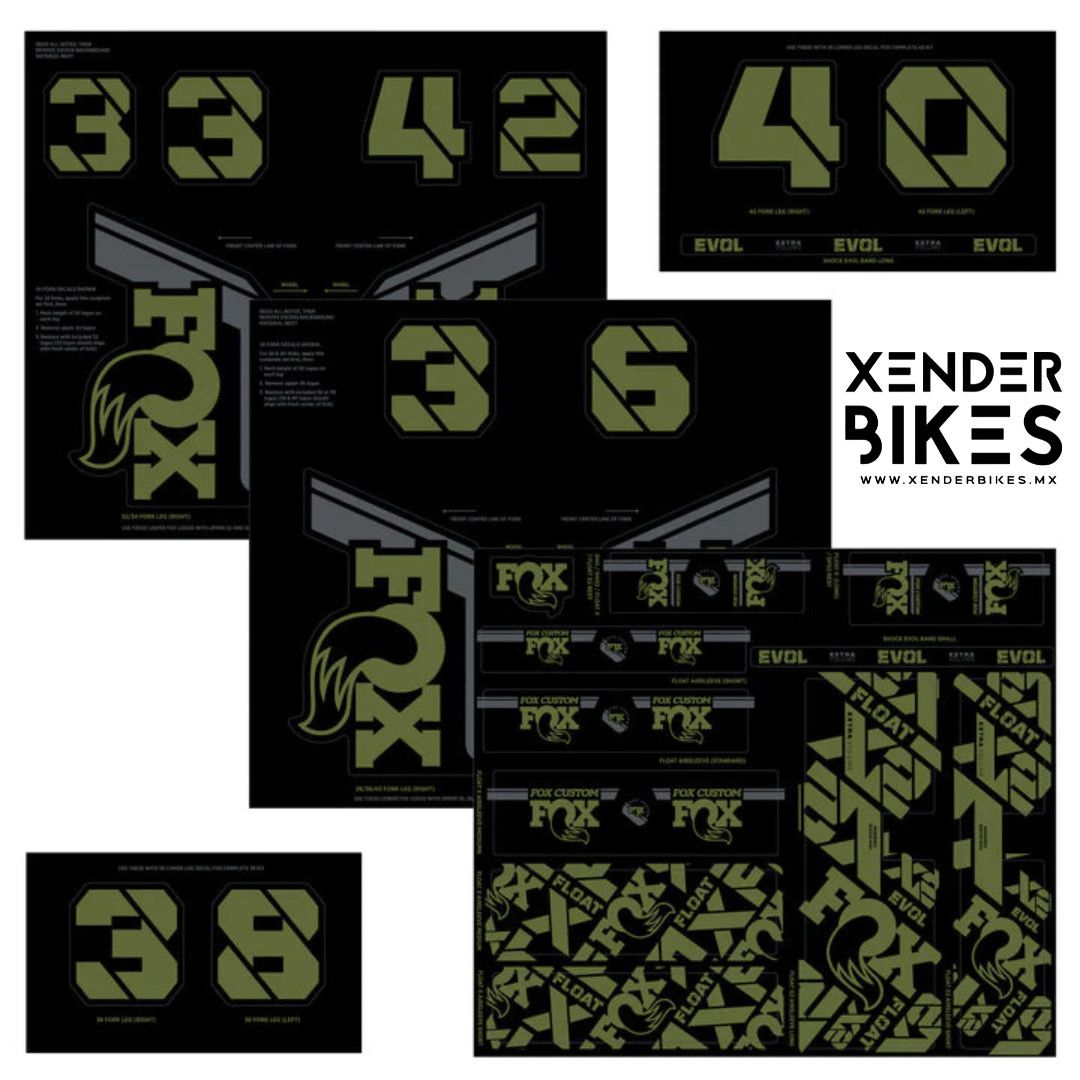 FOX FACTORY DECAL KIT 2021+ OLIVE GREEN