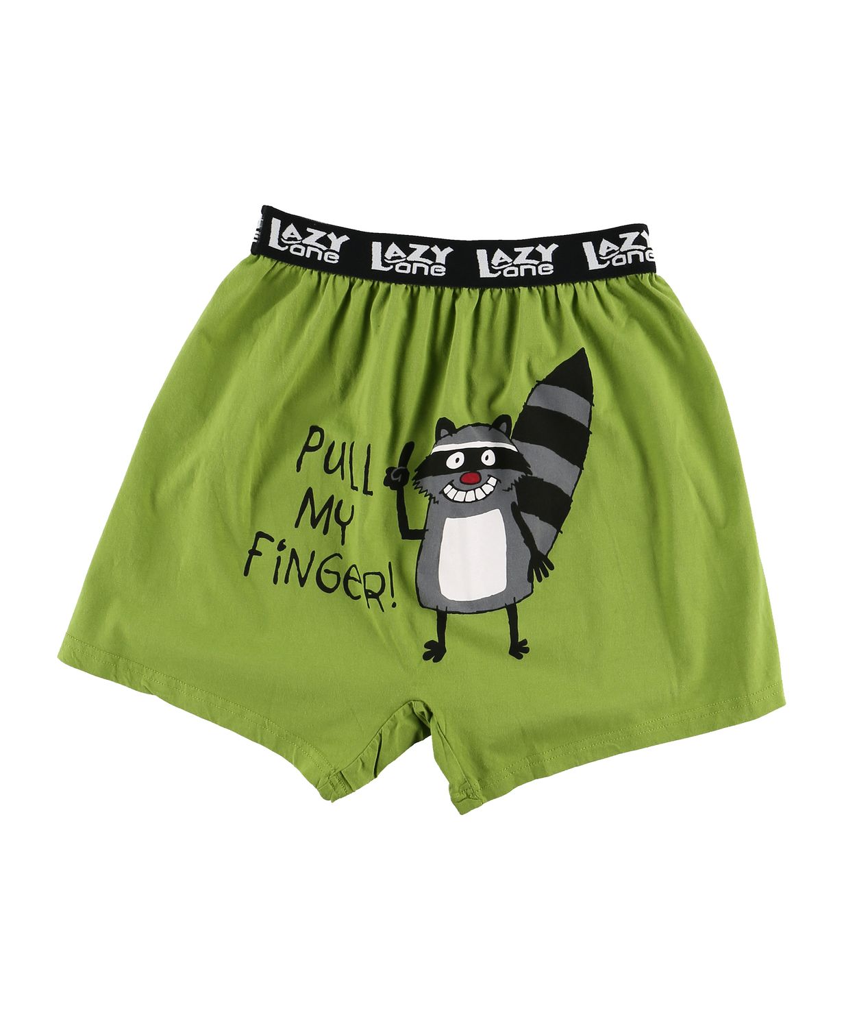 ^ Lazy One: Pull My Finger Men&#39;s Funny Raccoon Boxer, Size: S