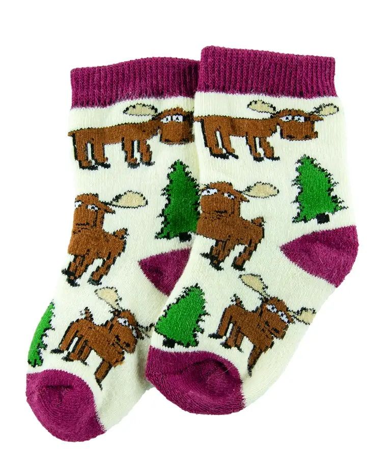 Moose Hug Infant Socks, Size: 6-12 M, Color: Purple