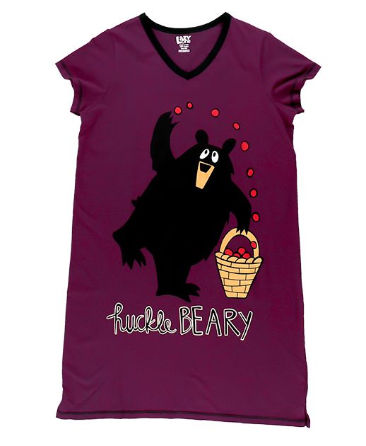 Lazy One: Huckle-Beary  V-neck Nightshirt, Size: S/M