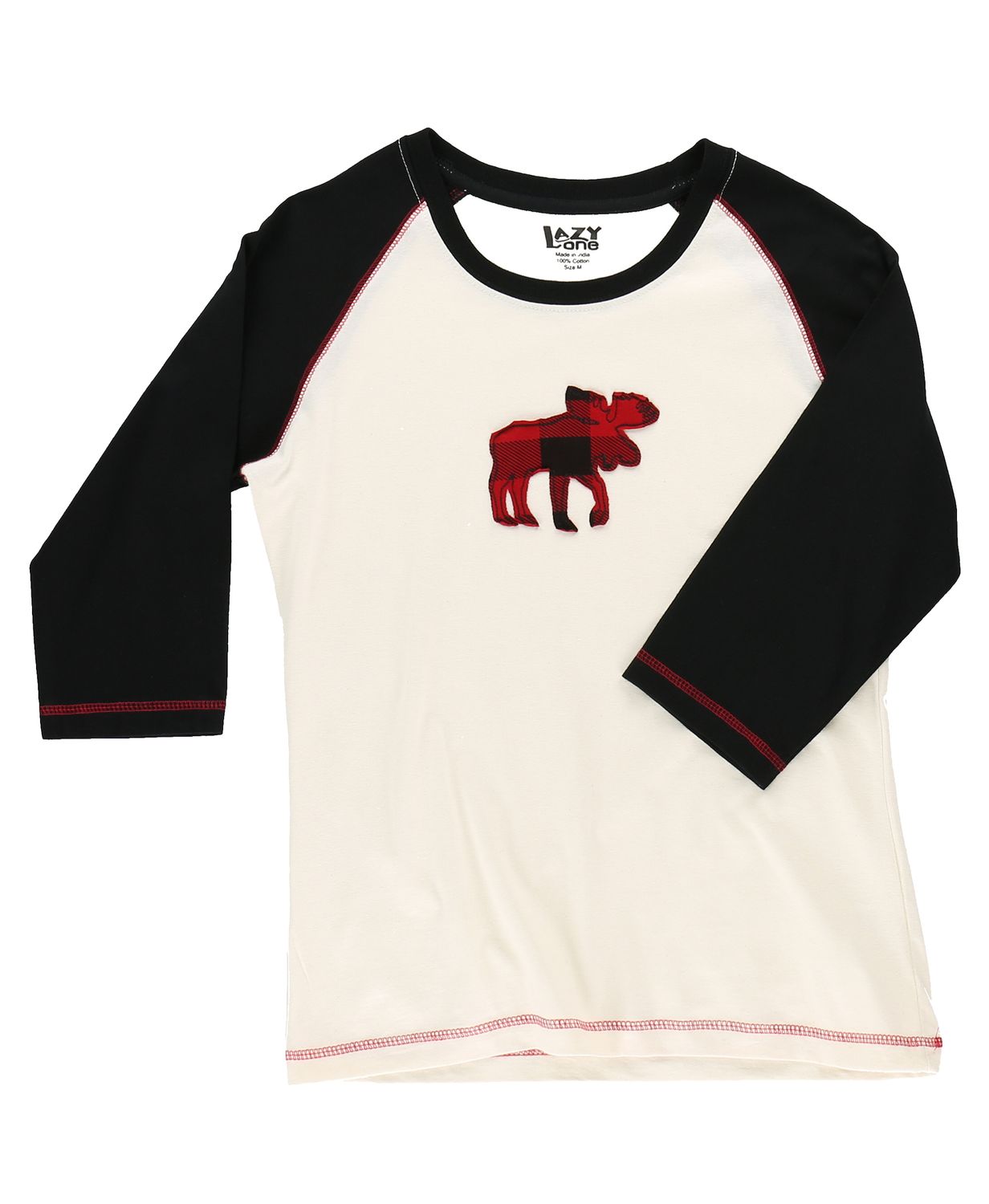 ^^LazyOne Moose Plaid Fitted Tee, Size: L