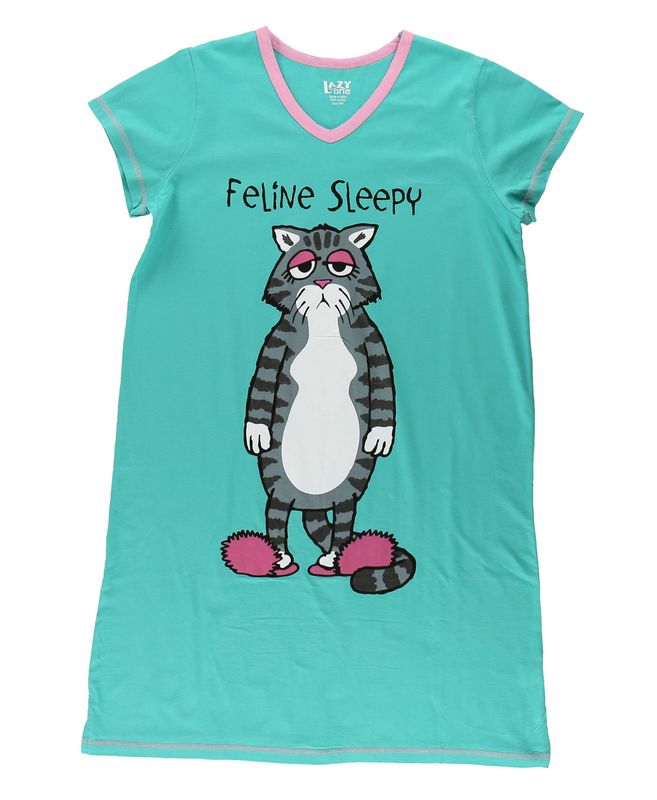 Lazy One: Feline Sleepy  V-neck Nightshirt