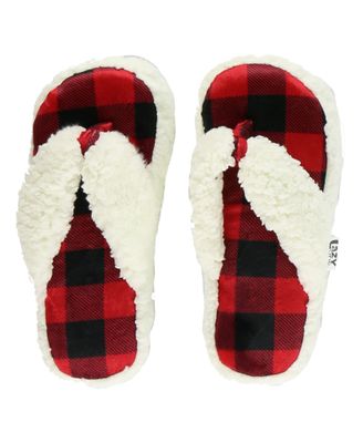 ~(P) Red Plaid Spa Slipper