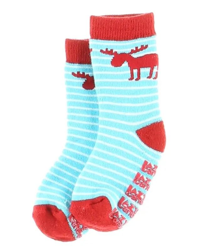 ^Moose Stripe Blue Infant Socks