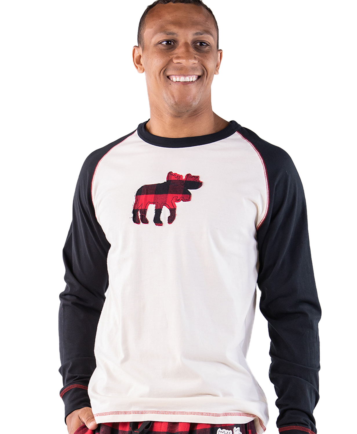 Moose Plaid LS PJ Tee