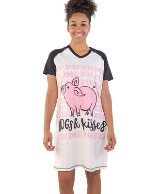 ^Hogs &amp; Kisses  V-neck Nightshirt