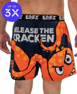 ~ Lazy One: Release The Cracken Men&#39;s Octopus Funny Boxer