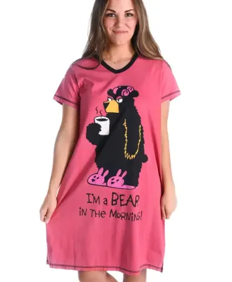 ^Bear in the Mornings  V-neck Nightshirt: