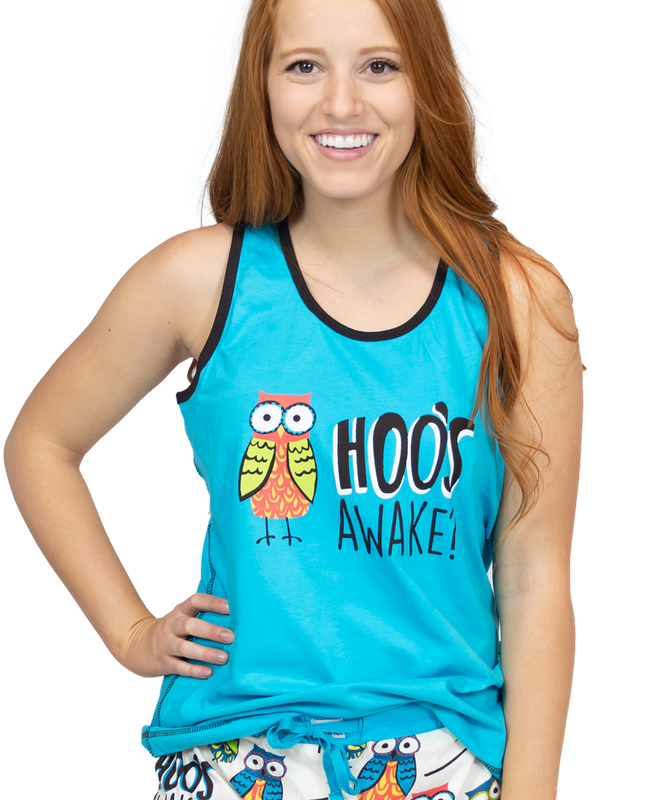 ^^LazyOne Hoo&#39;s Awake PJ Tank