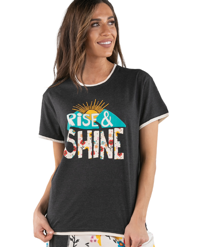 ^Lazy One Rise &amp; Shine (Black) Women&#39;s PJ Tee