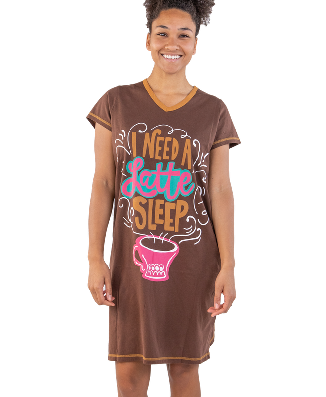 ^Latte Sleep V-neck  Nightshirt: