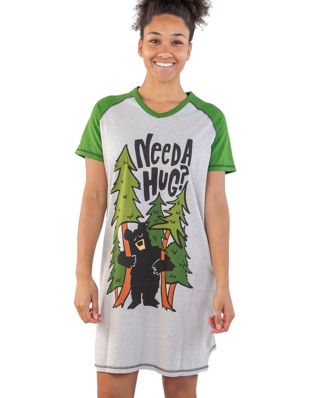 ^Lazy One Need a Hug? Women&#39;s Bear V-Neck Nightshirt