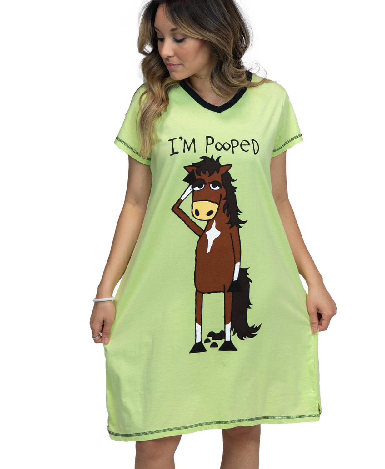 ^I&#39;m Pooped Horse V-neck Nightshirt