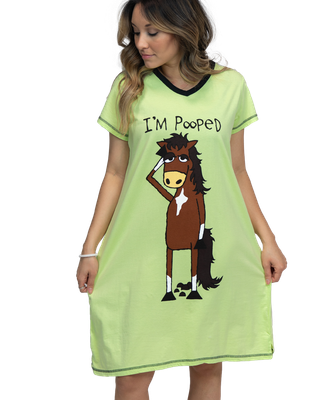 ^I&#39;m Pooped Horse V-neck Nightshirt