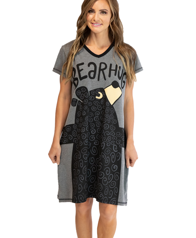 ^Bear Hug Grey V-neck  Nightshirt