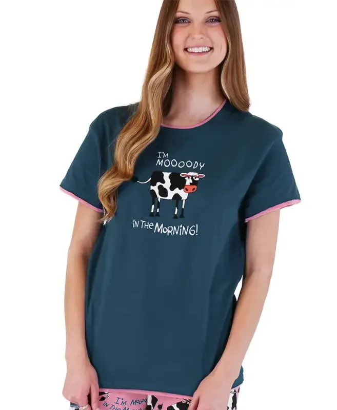 ^Lazy One Mooody in the Morning Women&#39;s Regular PJ Tee