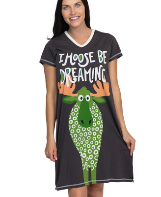 ^I Moose Be Dreaming  V-neck Nightshirt