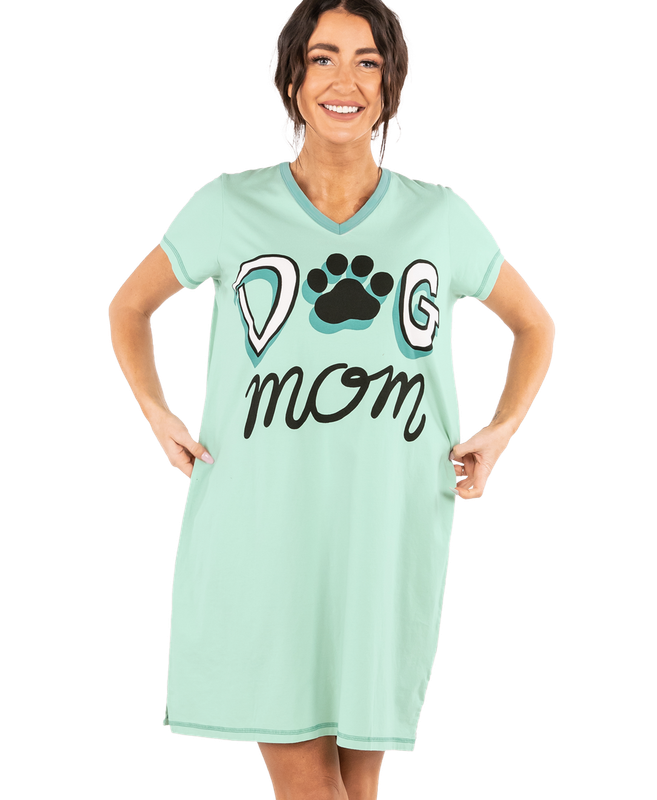 Lazy One: Dog Mom  V-neck Nightshirt