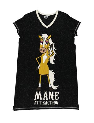 ^Lazy One Mane Attraction Women&#39;s V-Neck Nightshirt