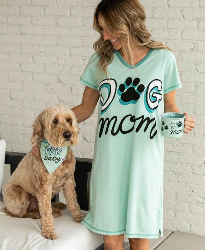 Lazy One Dog Mom  V-neck Nightshirt