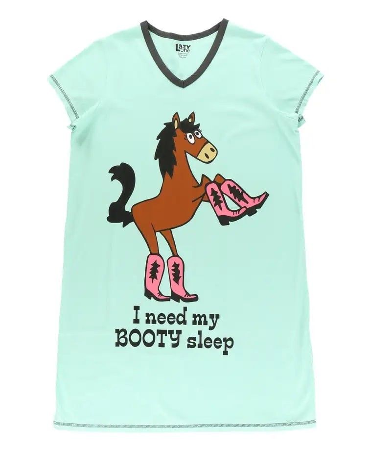 ^ Lazy One: Booty Sleep Blue V-neck Nightshirt