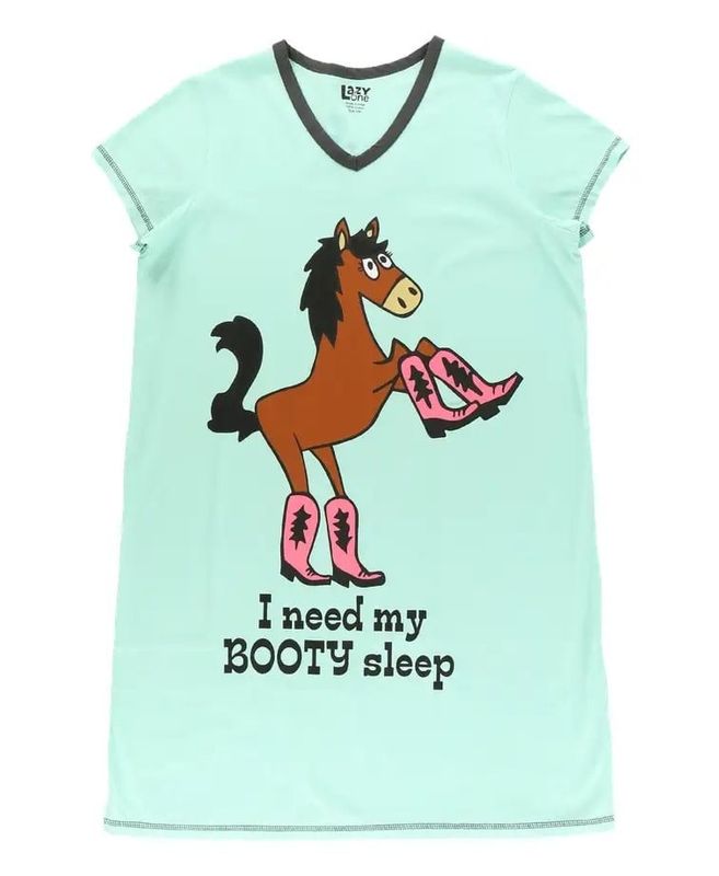 ^ Lazy One: Booty Sleep Blue V-neck Nightshirt