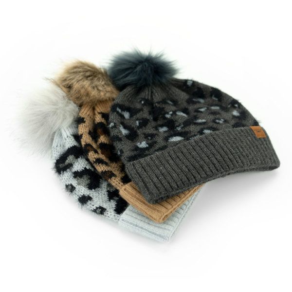 Britt&#39;s Knits® Snow Leopard Pom Hat