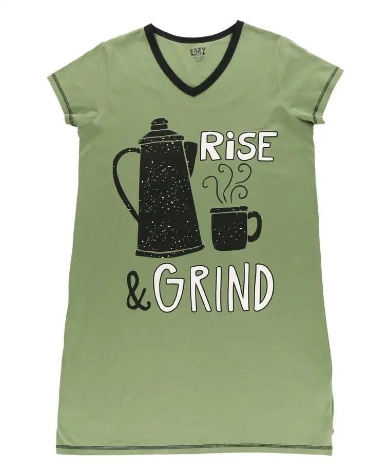 Lazy One: Rise &amp; Grind V-neck Nightshirt