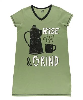 Lazy One: Rise &amp; Grind V-neck Nightshirt