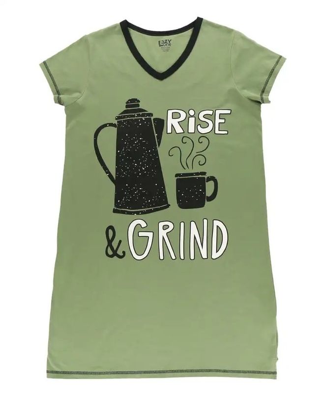 Lazy One: Rise &amp; Grind V-neck Nightshirt