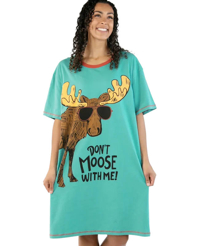 ~ Lazy One: Don&#39;t Moose with Me Blue Nightshirt