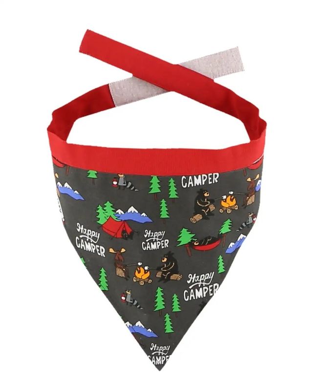 ^Happy Camper Dog Velcro Bandana: